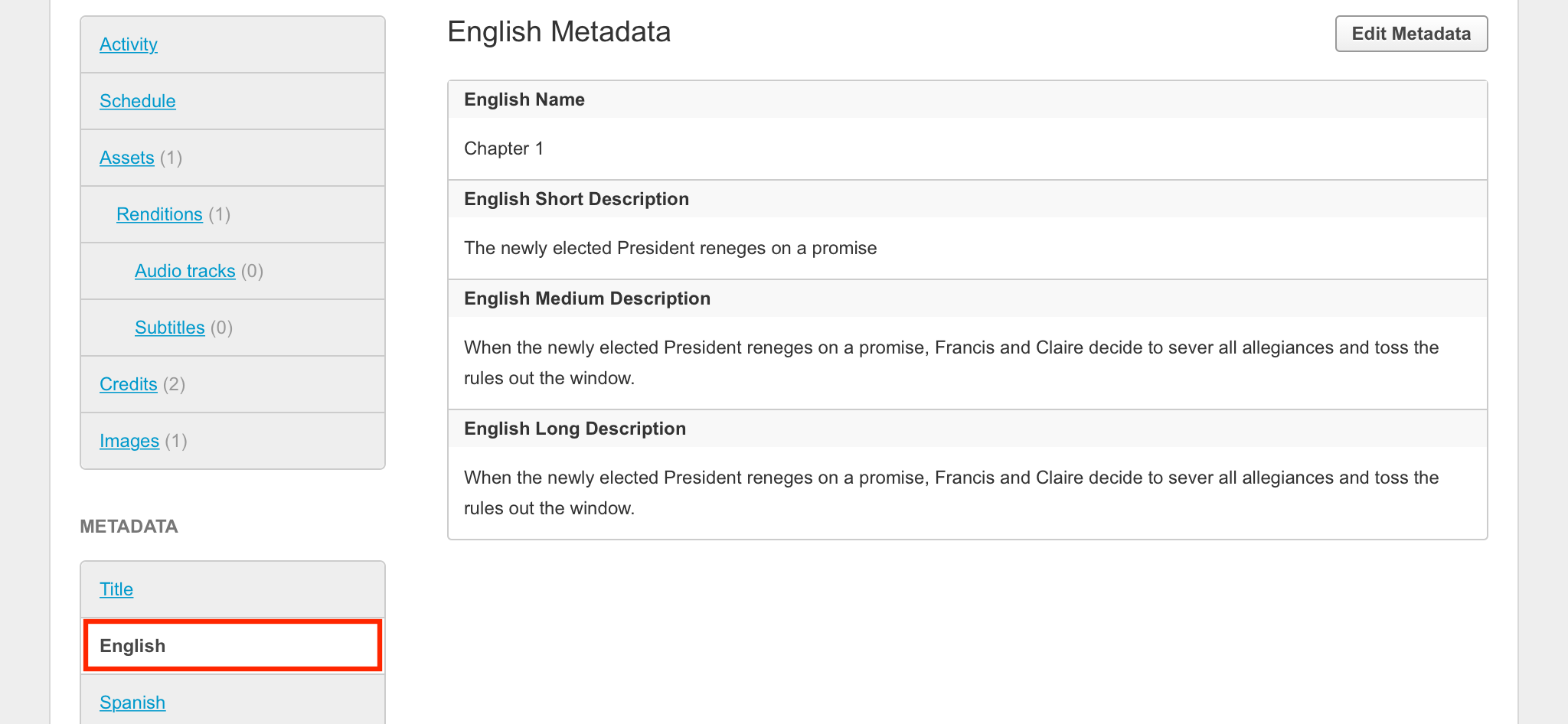 Metadata groups